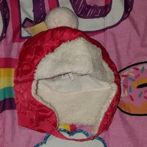Bright coral toddler winter hat